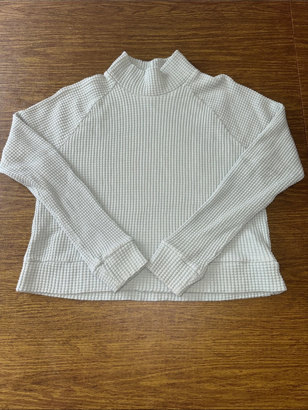 The North Face Light Green Waffle-Knit Mock Neck Sweater